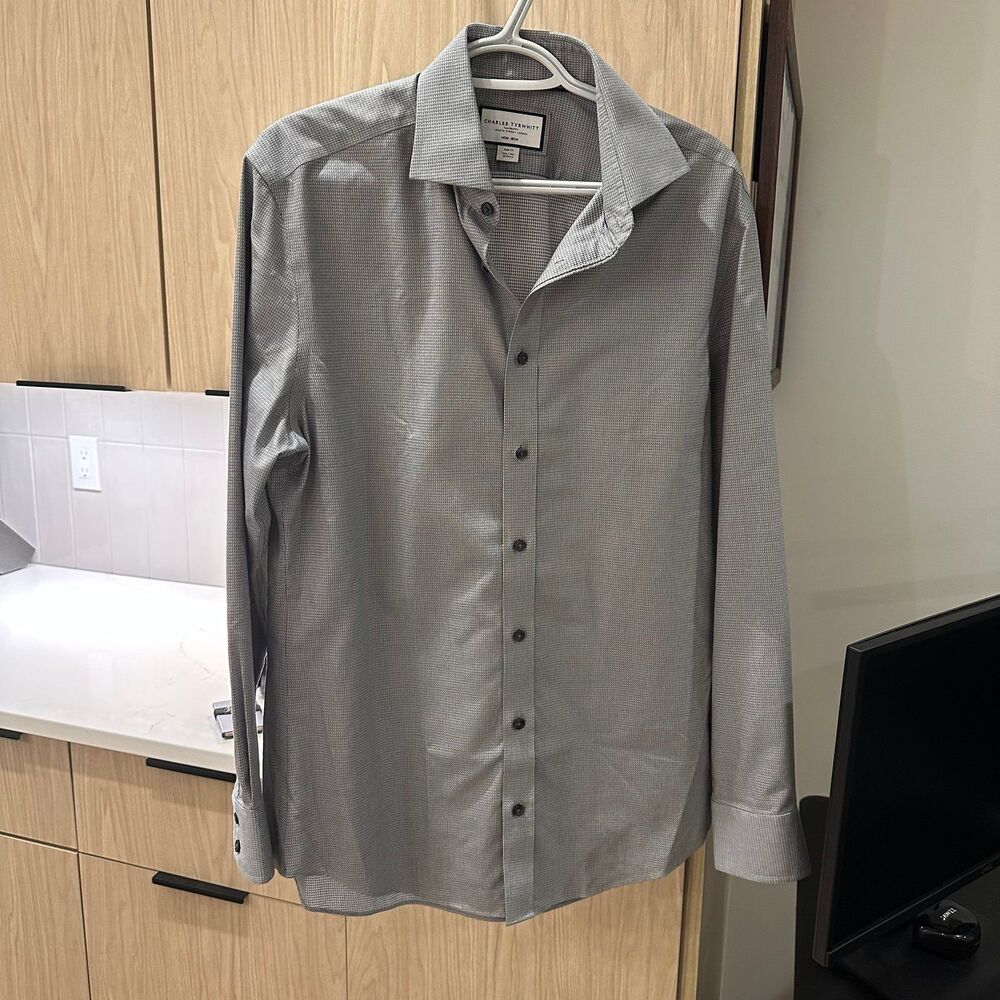 Charles Tyrwhitt Grey Patterned Dress Shirt